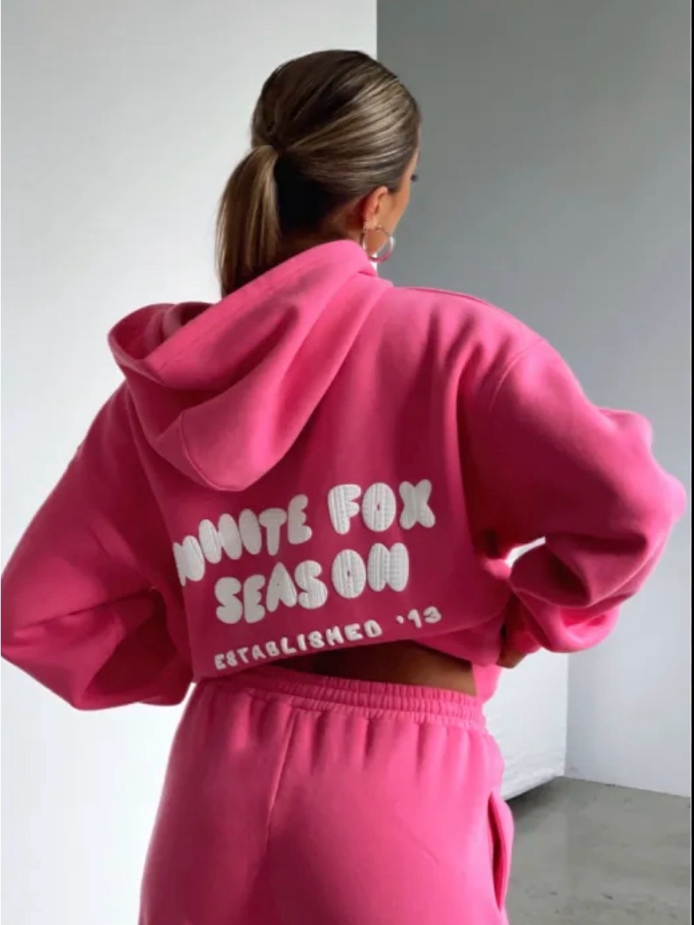White Fox Boutique Hot Pink Hooded Sweatshirt - Picture 1 of 4